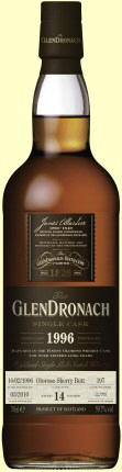 Glendronach Scotch malt whisky - distilled 1996