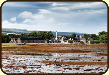 Dalmore distillery and a coastal plain