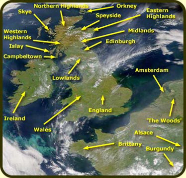 Scottish whsky regions from space